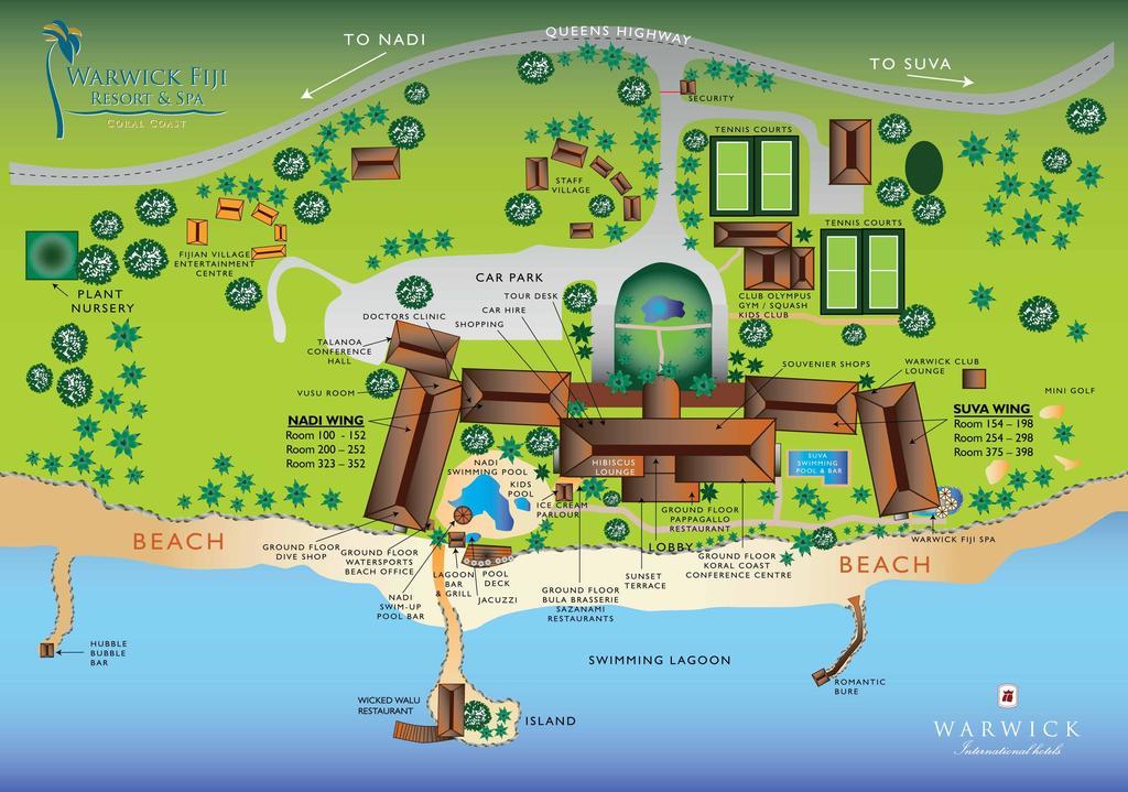 The Warwick Fiji Otel Korolevu  Dış mekan fotoğraf Map of the resort